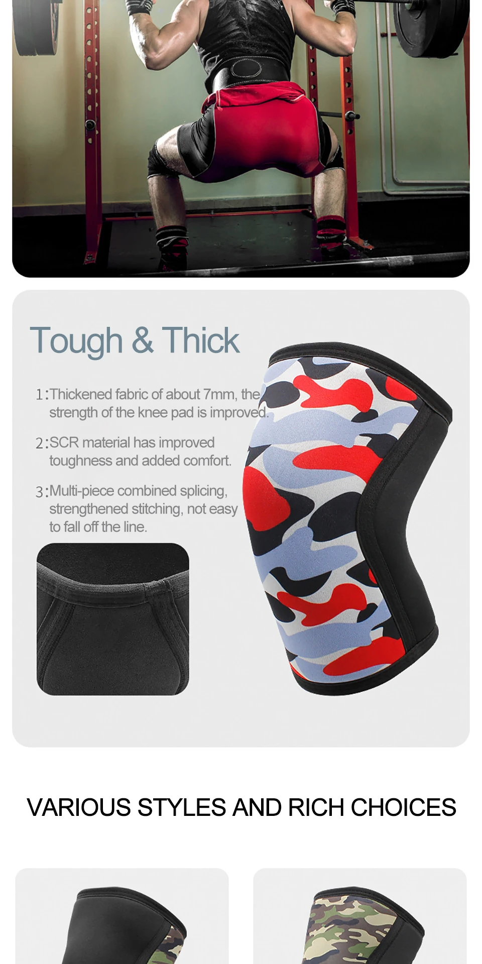 AOLIKES 1 Paar 7 mm Neopren-Sport-Knieschützer, Kompression, Gewichtheben, unter Druck, Crossfit, Training, Knieschützer, Unterstützung für Damen und Herren – Detail 4