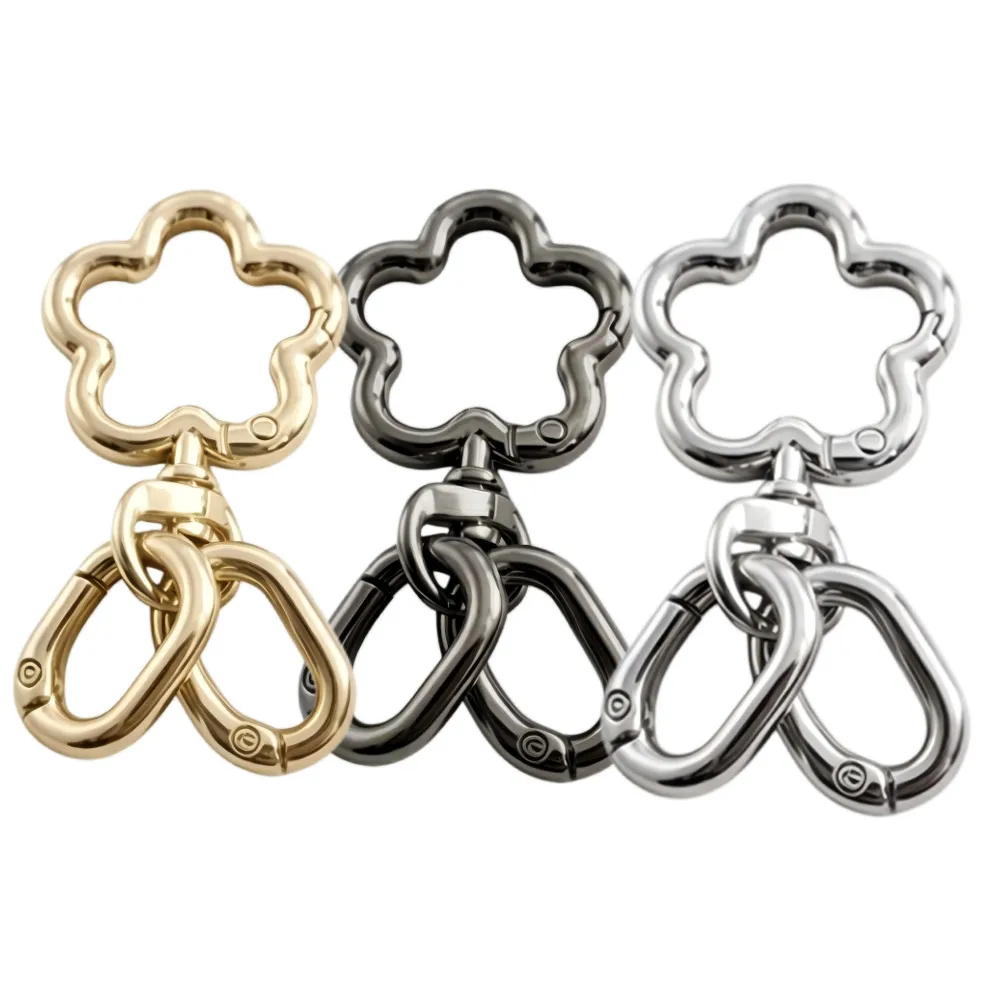 

2-50 комплектов металлических поворотных карабинов-зажимов с двойным открытием и кольцом для ключей для изготовления брелоков и поделок своими руками