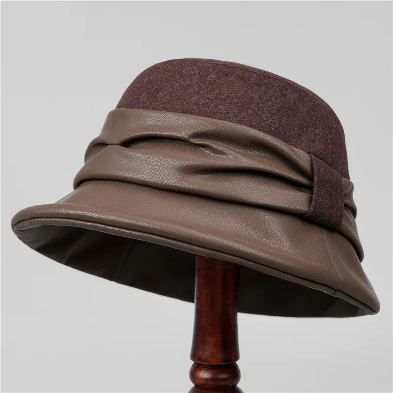 

Mom hat female autumn and winter new models in the elderly bucket hat fashion old lady basin hat warm