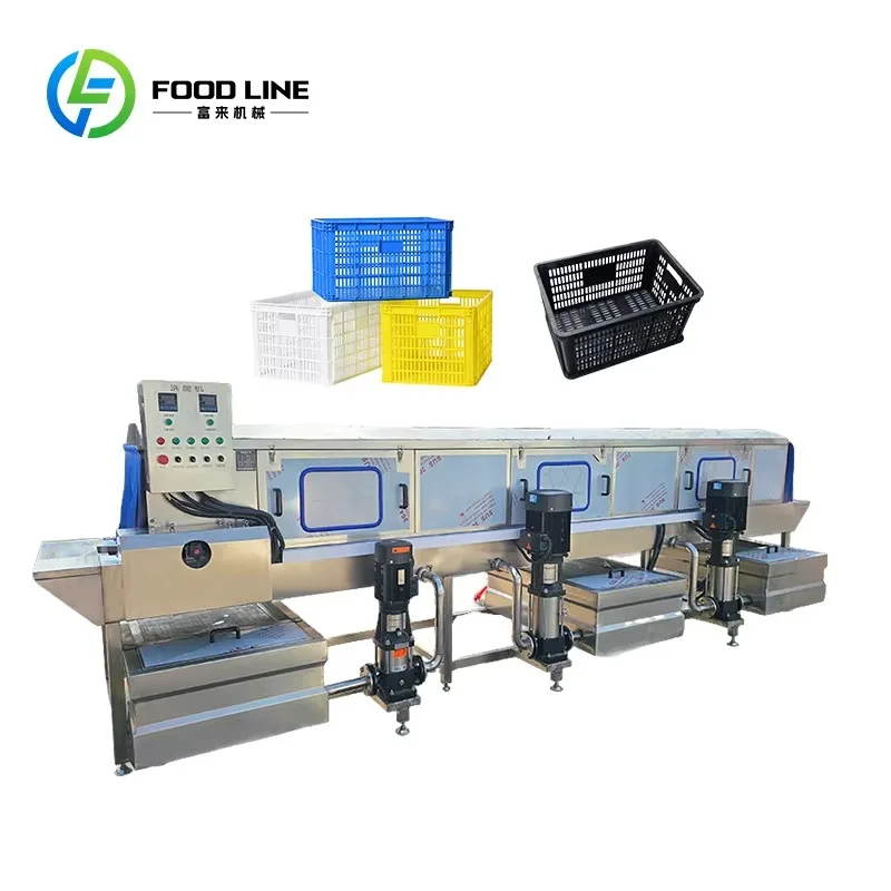 Industrial Basket Washer Automatic Crate Cleaning Machine High Efficiency Food Production Use