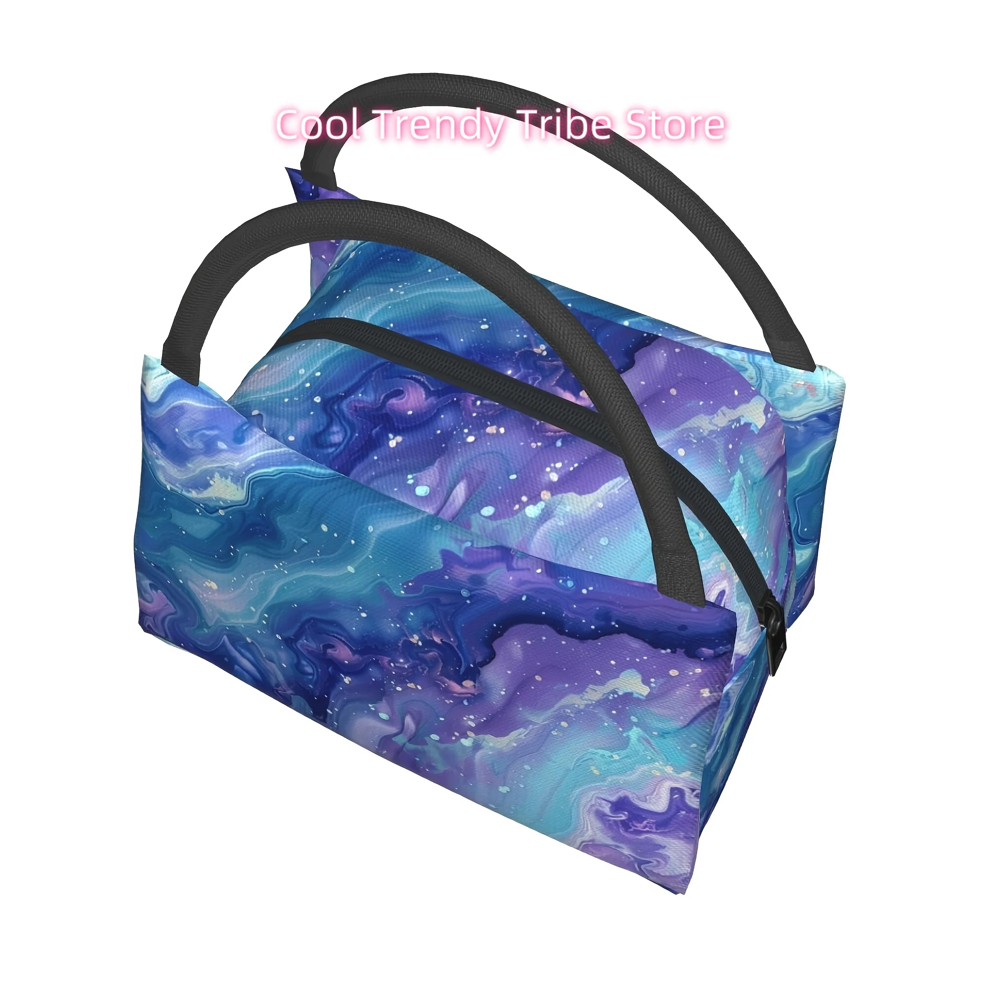 1pc Blue Ink Painting Pattern, Portable And Reusable Refrigerated Bag, Insulated Bag, Insulated Lunch Bag, Used For Camping, Pic