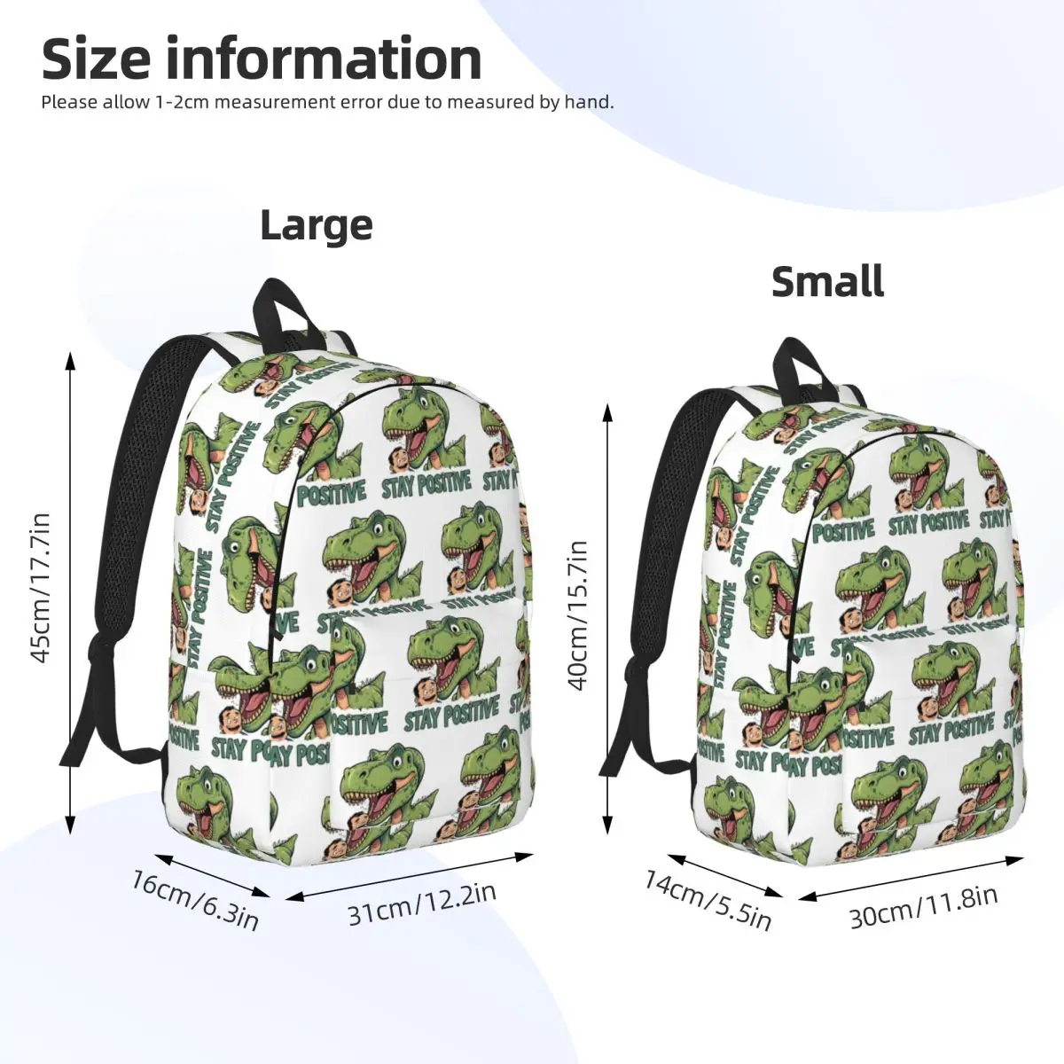 Stay Positive Funny T-Rex Dinosaur Sticker Backpack Student BookBag Kids School Bag Computer Shoulder Bags for Boys Girls