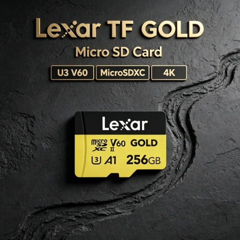Lexar TF GOLD Professional microSDXC 4K SD Card A1 C10 U3 V60 Memory Card TF Card 128GB 256GB for Digital Camera