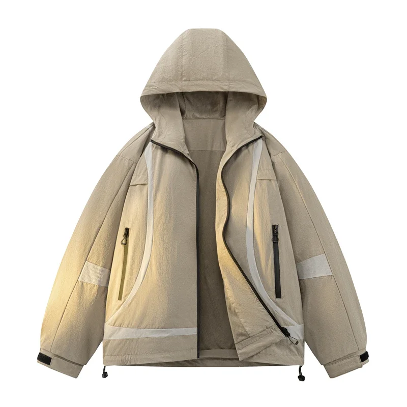 

Весенняя новинка: Мужская легкая куртка с капюшоном, повседневная, для активного отдыха, водонепроницаемая, ветрозащитная, износостойкая, модная, в британском стиле