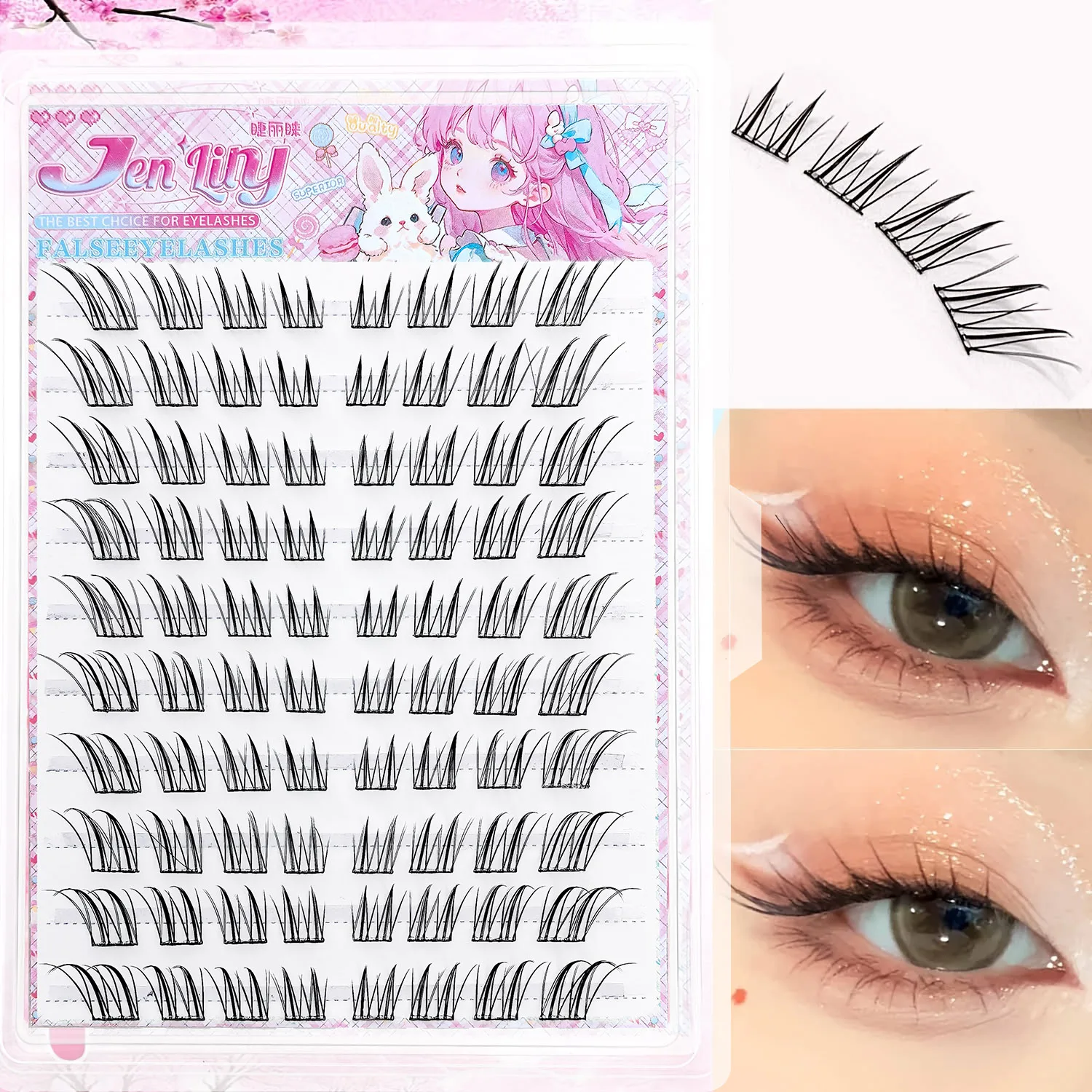 Natürliche Fox-Eye-Wimpern ohne Kleber, einfache Anwendung, anfängerfreundlich, weich, wiederverwendbar für das tägliche Make-up – Detail 8