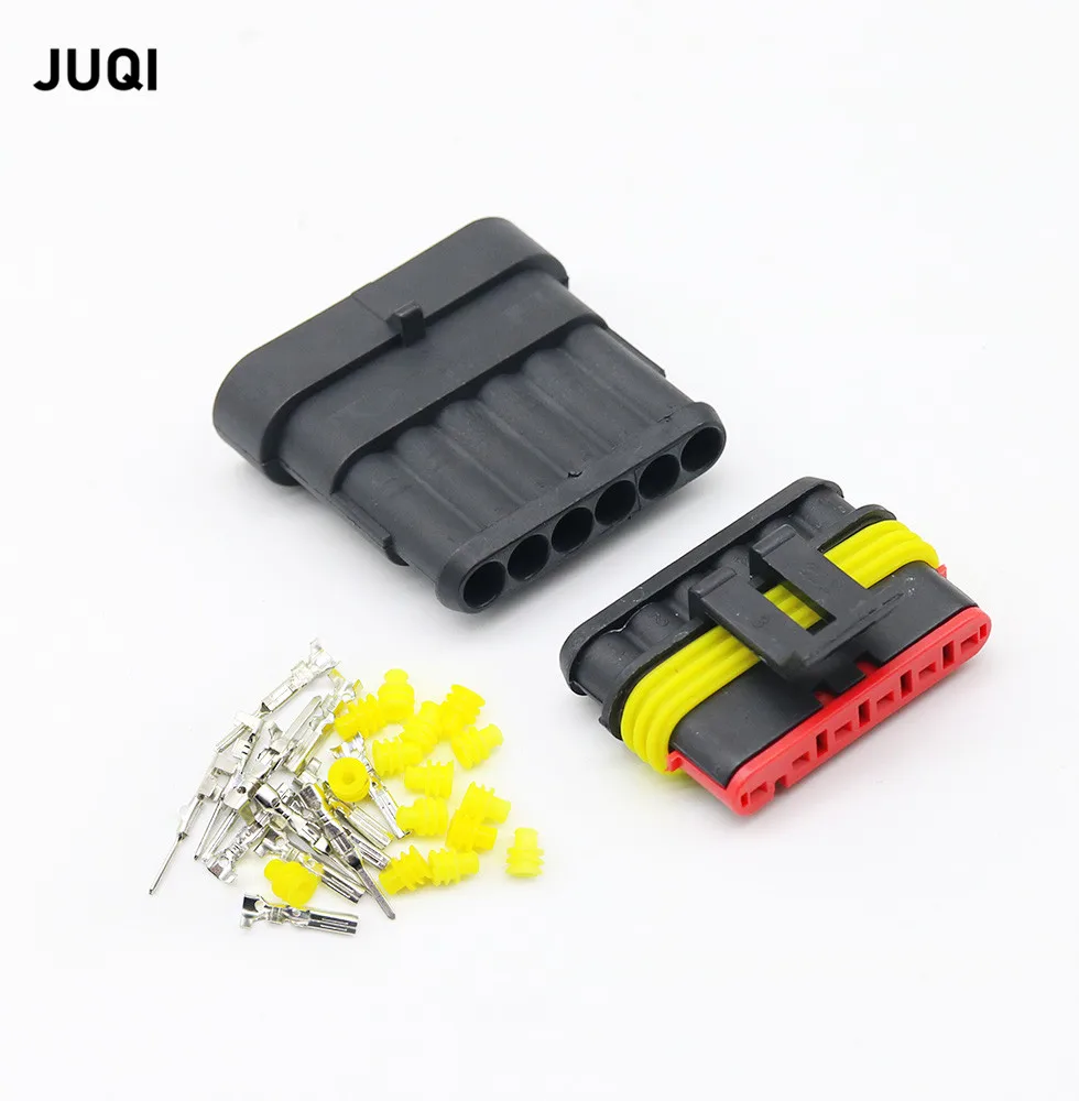 5 sets  6P 6Pins Way AMP 1.5 Super seal Waterproof Electrical automotive Wire Connector Plug for car Motorcycle