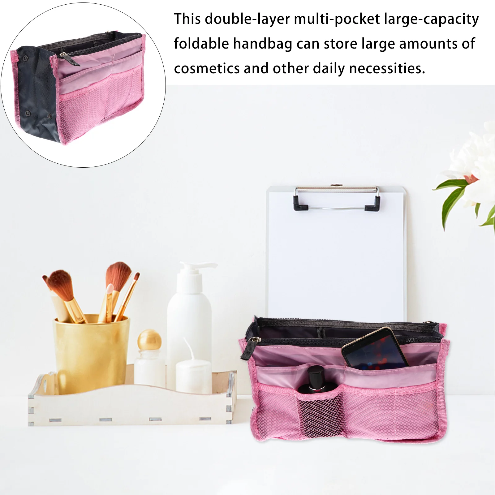 

1 pc Handbag Liner Large Capacity Nylon Insert Light Breathable Organizer For Travel Toiletry Storage Bag Creative Clutch Pouch