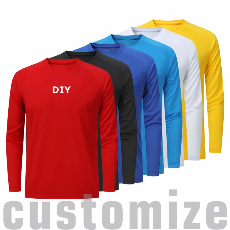 Design DIY Print Round Neck Quick-drying Long-sleeved T-shirt Custom Printing Company Group Uniforms Loose Sports Top 3XS-4XL