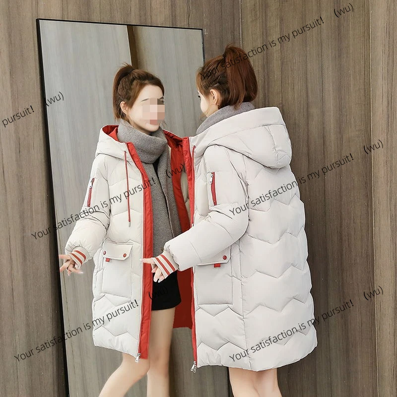 Ropa acolchada para mujer, versión coreana mediana y larga, abrigo de invierno holgado, chaqueta acolchada gruesa, ropa de pan