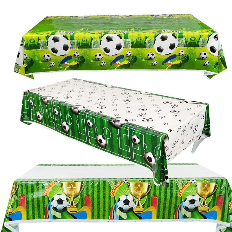 180/220cm Soccer Birthday Disposable Tablecloth Rectangular Green Football Table Cover For Kids Birthday Party Decor Baby Shower