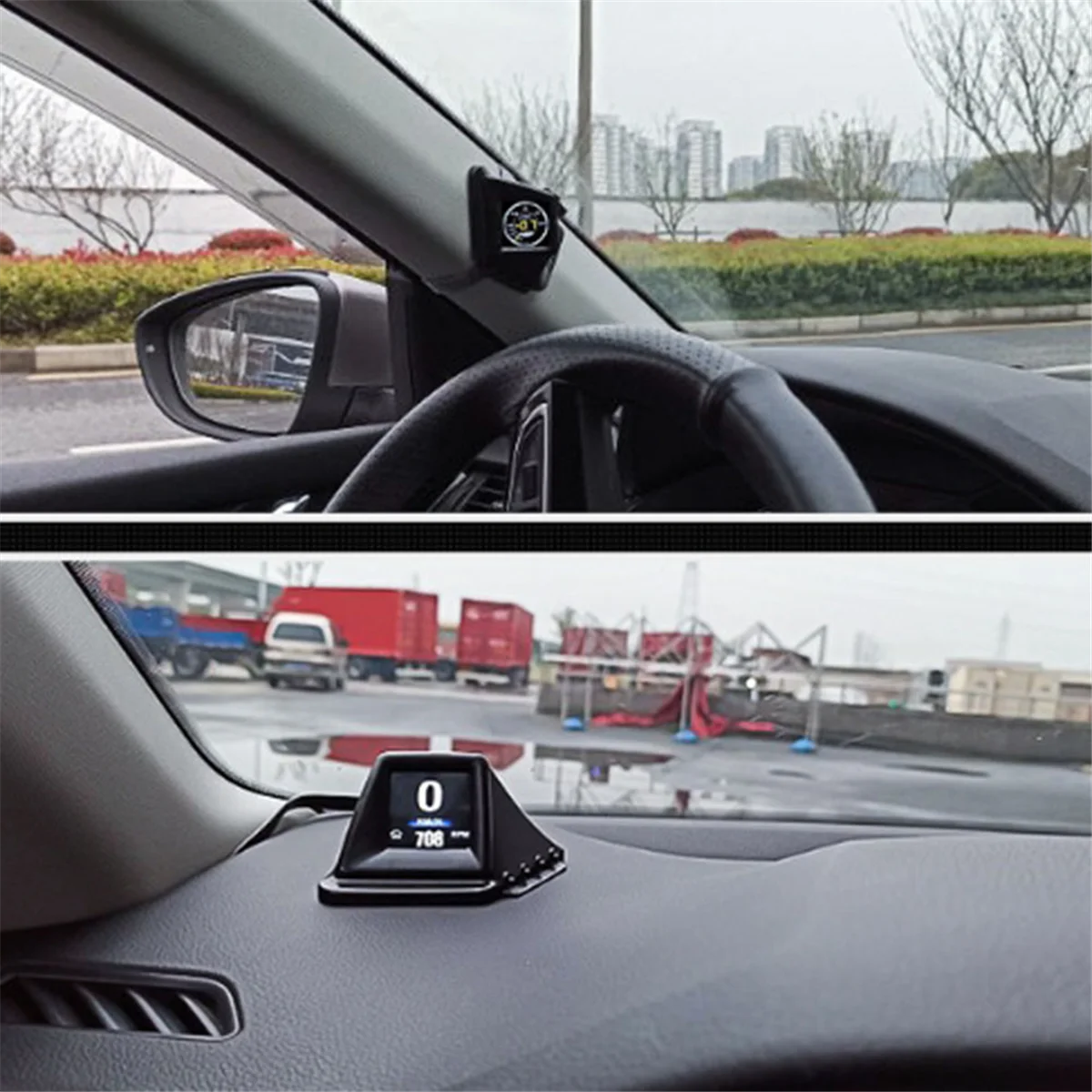 

# 376N Автомобильный проекционный дисплей, A-Pillar HUD OBDII и GPS, двойная система, скорость (черный)