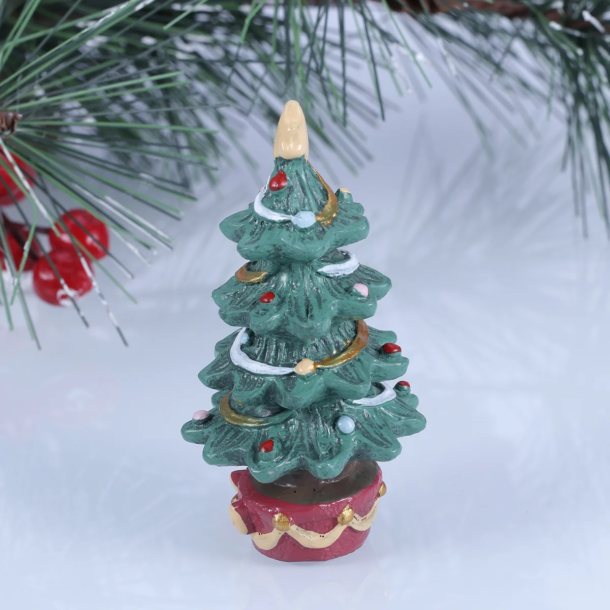 Miniature Christmas Tree Decorations Ornament Tabletop Craft Adornment Resin Home