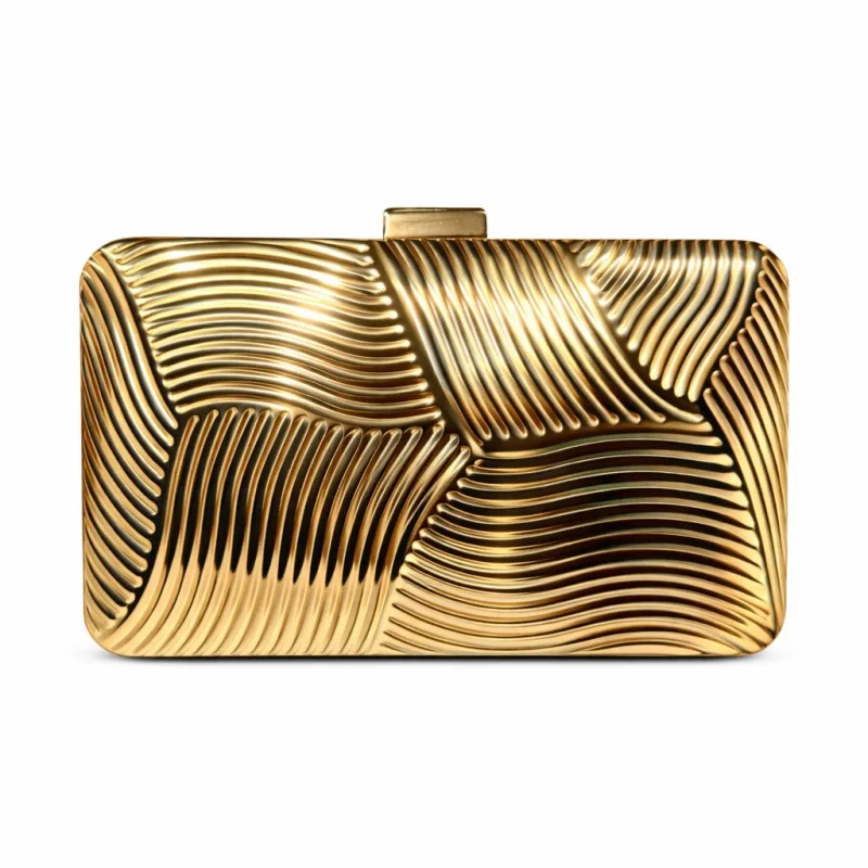 

Новая модная уличная металлическая сумка-клатч в форме железной коробки с полосатым узором, мини-кошелек с магнитной застежкой