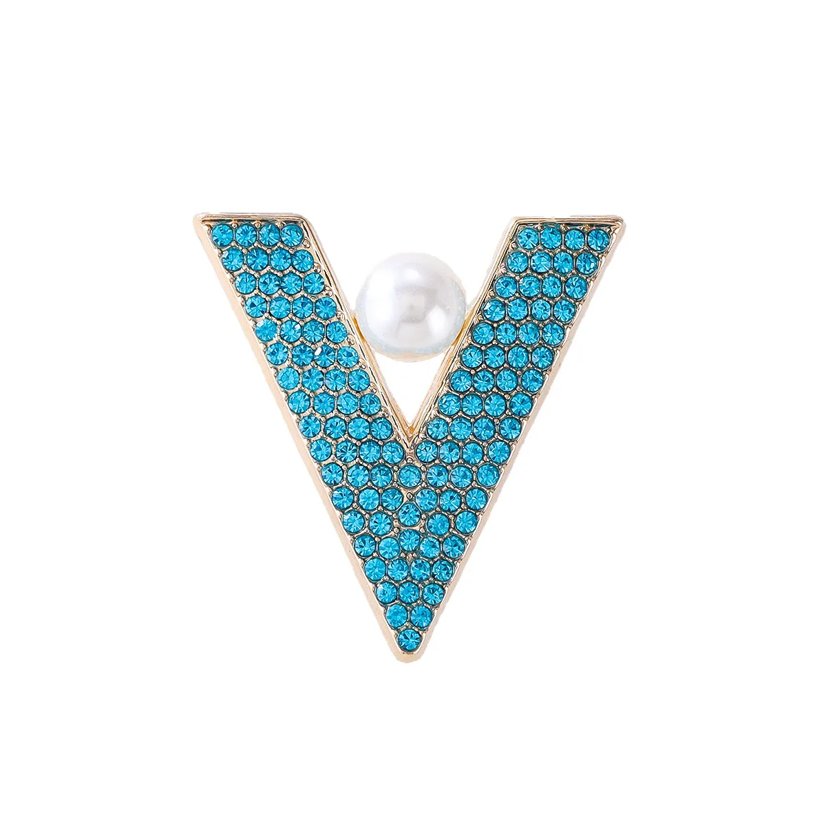 

Fashionable Letter Water Diamond Pearl V-shaped Brooch, Women's Charm Set, Multi-Color Wedding Party, Daily Jewelry Gift