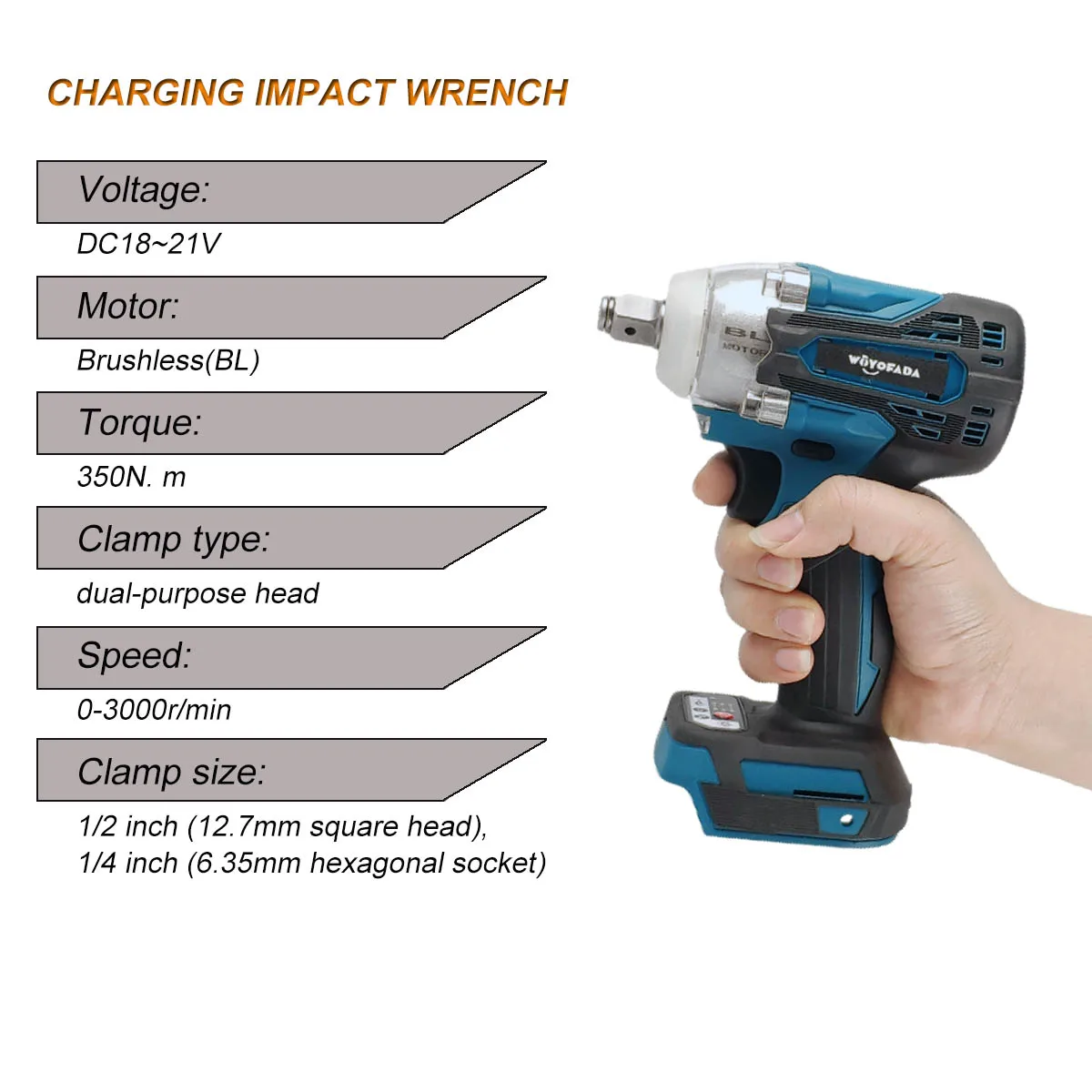 2 IN 1 Brushless Cordless Electric Impact Wrench 1/2 inch Socket Screwdriver Power Tools Without Battery For Makita 18V Battery