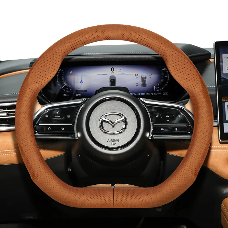 For Mazda Round D-Shaped Steering Wheel Cover Ultra-Thin Fit 2 3 5 6 Gh Mx5 Cx3 Cx5 Cx30 2016 2017 2018 2020 2024 Accessories