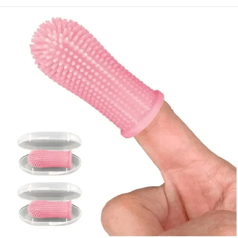 Hot selling silicone pet toothbrush finger set toothbrush for young pets puppy cat finger set