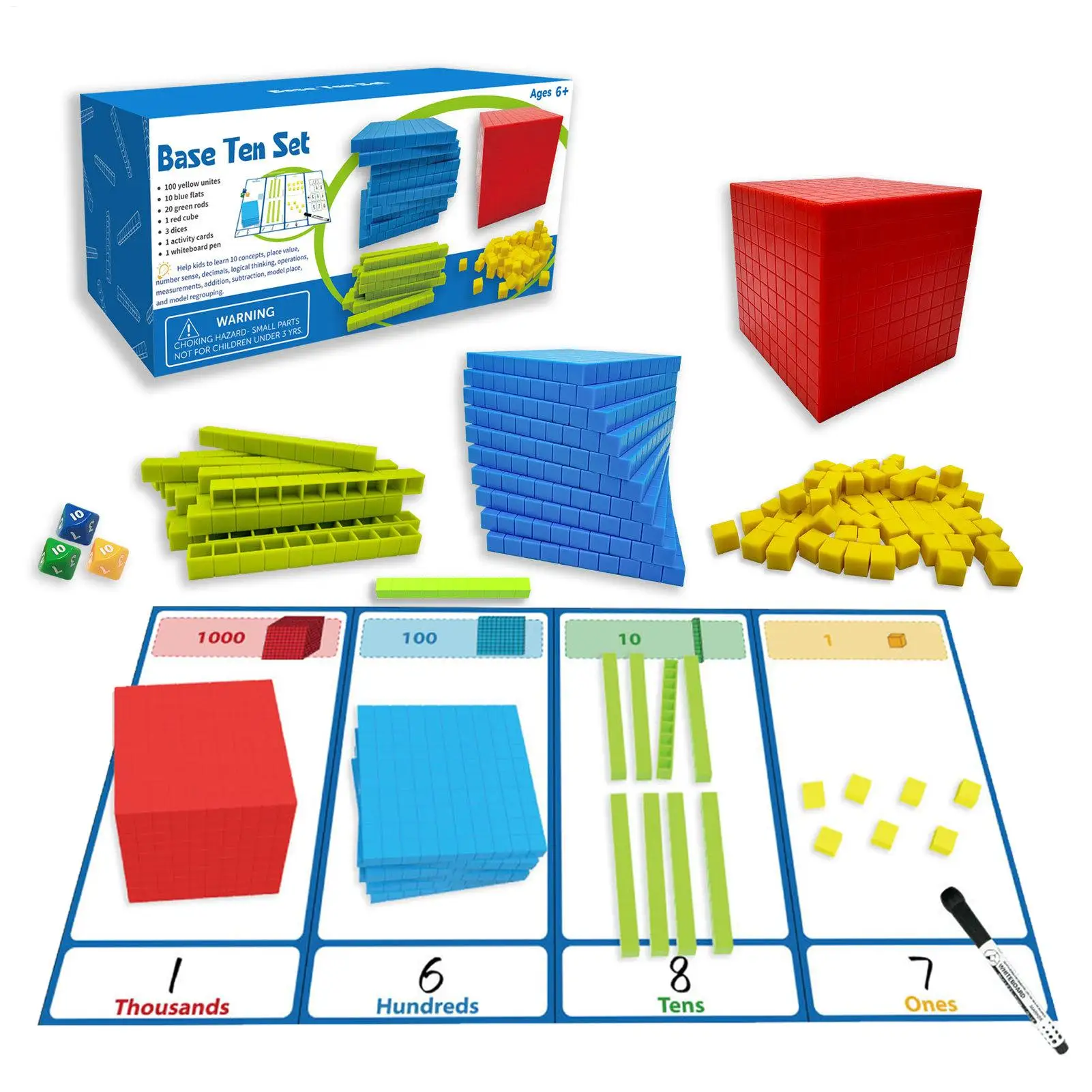 Newest Base Ten Blocks Manipulatives Blocks Math Toys Game Educational Toys Counting Blocks Preschool Learning For Kindergarten