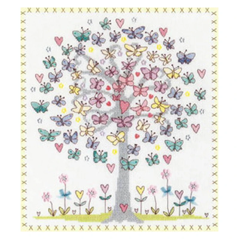 

Высочайшее качество, популярные наборы для вышивки счетным крестом, любовное дерево, весеннее бота, нитки, цветы, бабочка, вышивка своими руками, рукоделие