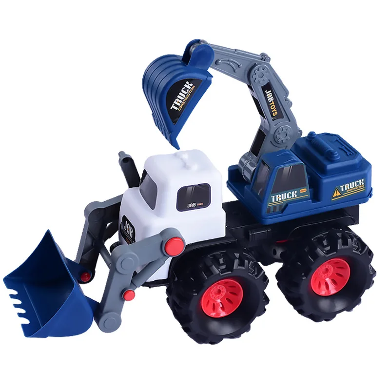 Children\'s Large Trucks Plastic Engineering Car Dump Truck Crane Excavator Model Inertial Vehicle Car Toys Gift for Kids