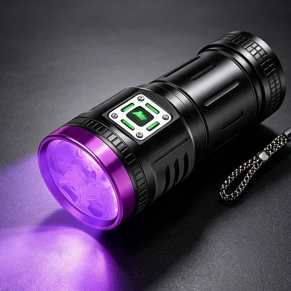 120W 9LED UV lamp High-power UV flashlight with 9-core LED UV light, USB rechargeable, for detecting pet urine and scorpions