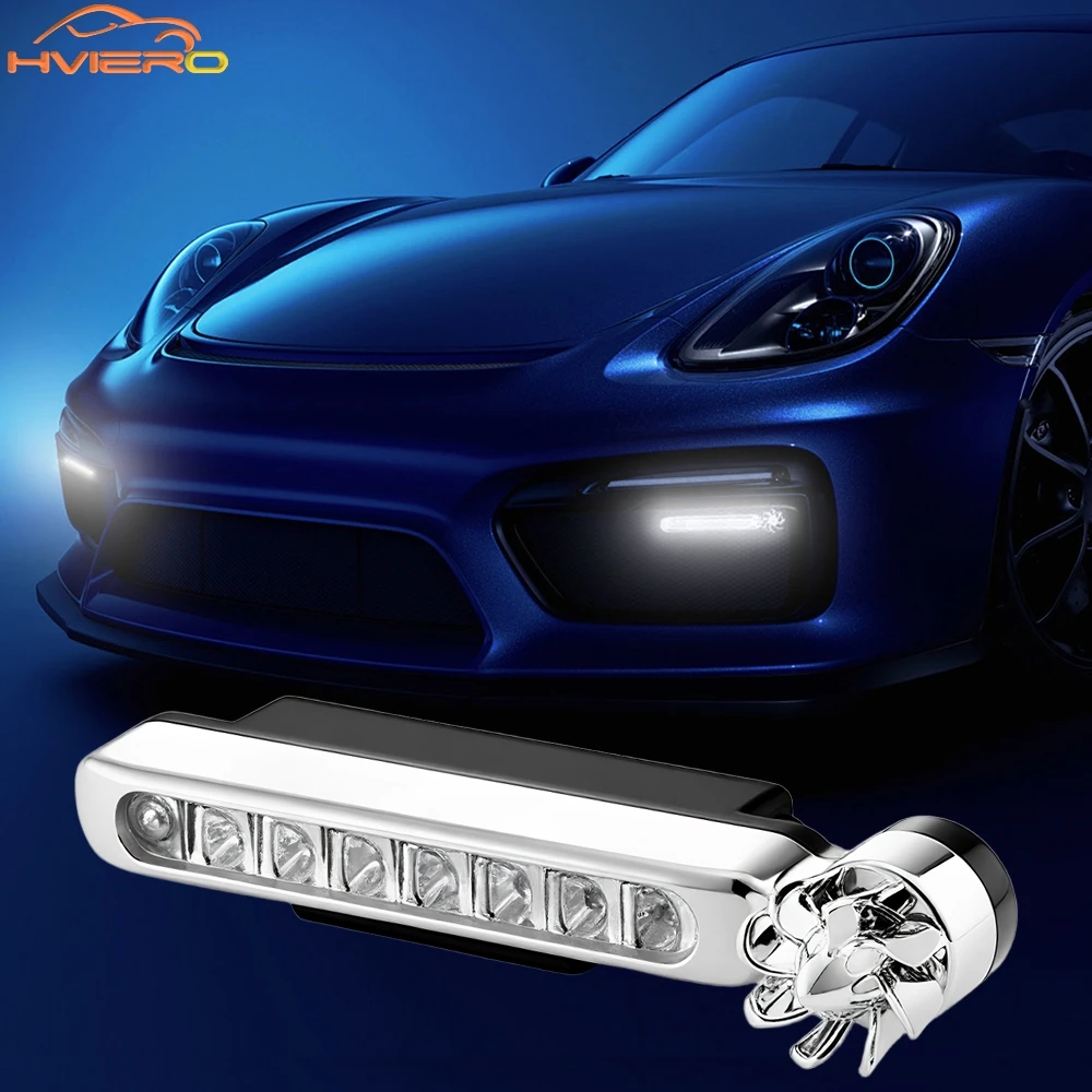 

1/2X Daytime Running Decoration Lamp White Blue Colorful Fan Rotation Wiring Wind Power Grille Car Turn Signal Fog Warning Light