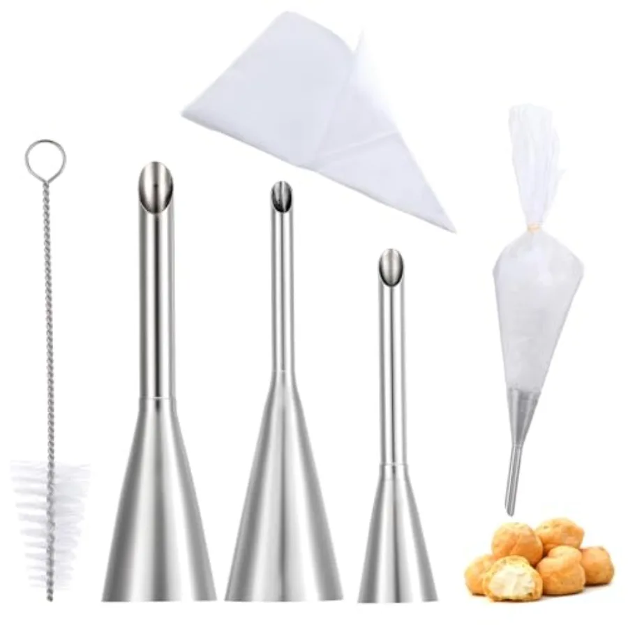 Kit de 3 piezas para rellenar crema en bollos, con 50 bolsas de repostería y 1 pieza de herramienta para rellenar crema en bollos y decorar pasteles