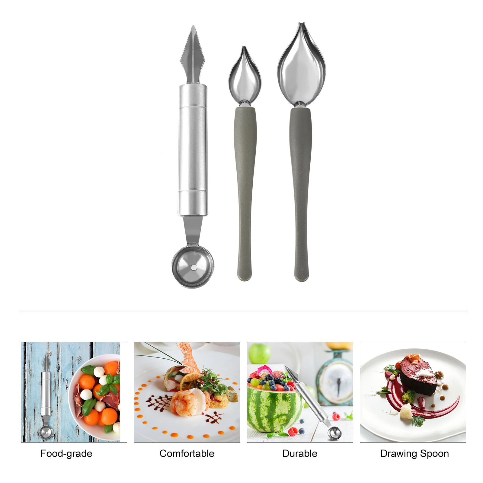 

3 Pcs Sauce Spoon Baking Tool Set Cooking Drawing Decorative Spoons Chef Scoops