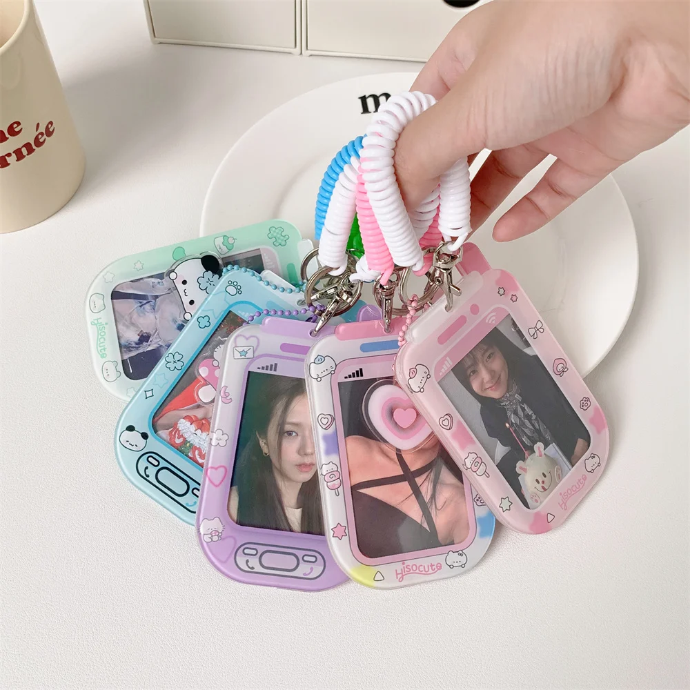 INS Style Kawaii Japanese Mini Mobie Phone Shape Card Holder for 3inch Photo Cute Work ID Card Protector for Girls Idol Card