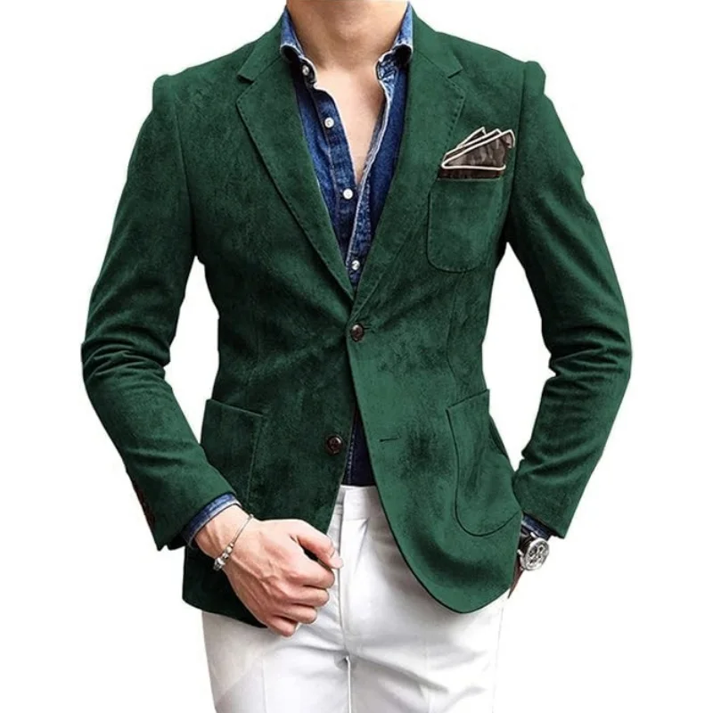 

New Spring And Autumn Men's Jacket Single-breasted Suede Thin Coat Casual Suit Street Outerwear Male Clothing EU Size M-XXL