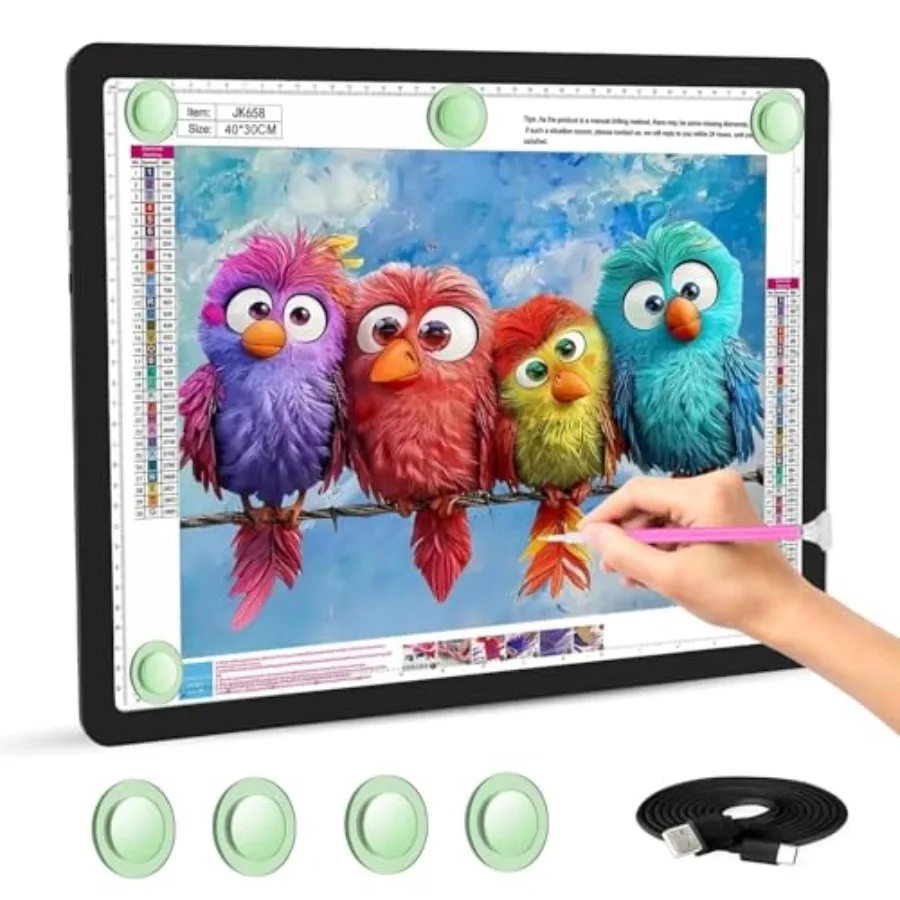 

Rechargeable A3 Light Pad for Diamond Painting High-Brightness Tracing Light Box with 6 Levels of Brightness Side Physical Butt