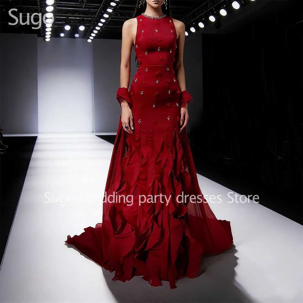 

Customized New In Burgundy Beads Evening Dresses for Special Occasions O-Neck A-Line Women Gala Prom Party Gowns 2026