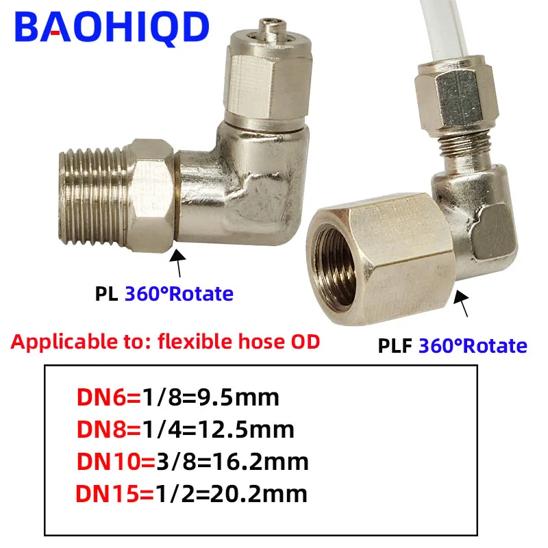 Accesorios Neumáticos, accesorio de aire con rotación de 360 °, rosca de 4, 6, 8, 10, 12mm, 1/8, 3/8, 1/2 \