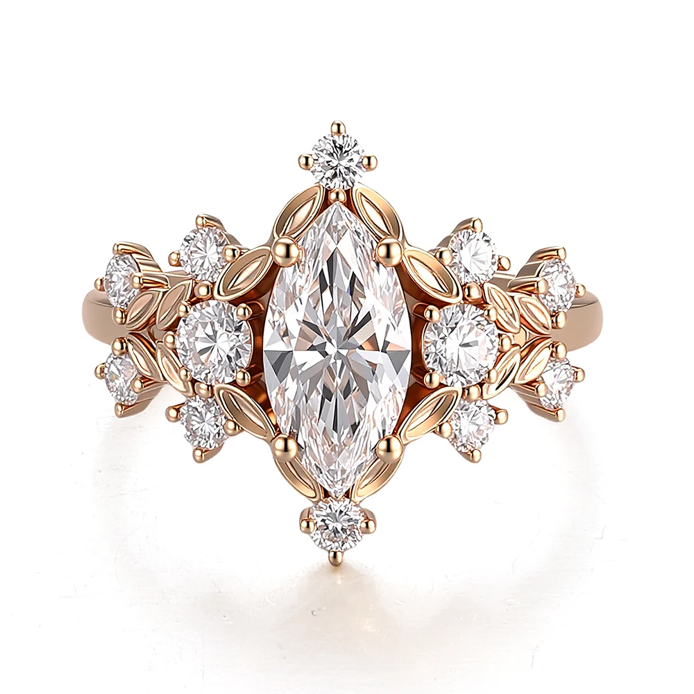 Provence Moissanite Anniversary Rings for Women 1.2 CT Marquise Cut Engagement Ring for Girlfriend Promise Ring Luxury DIY Ring