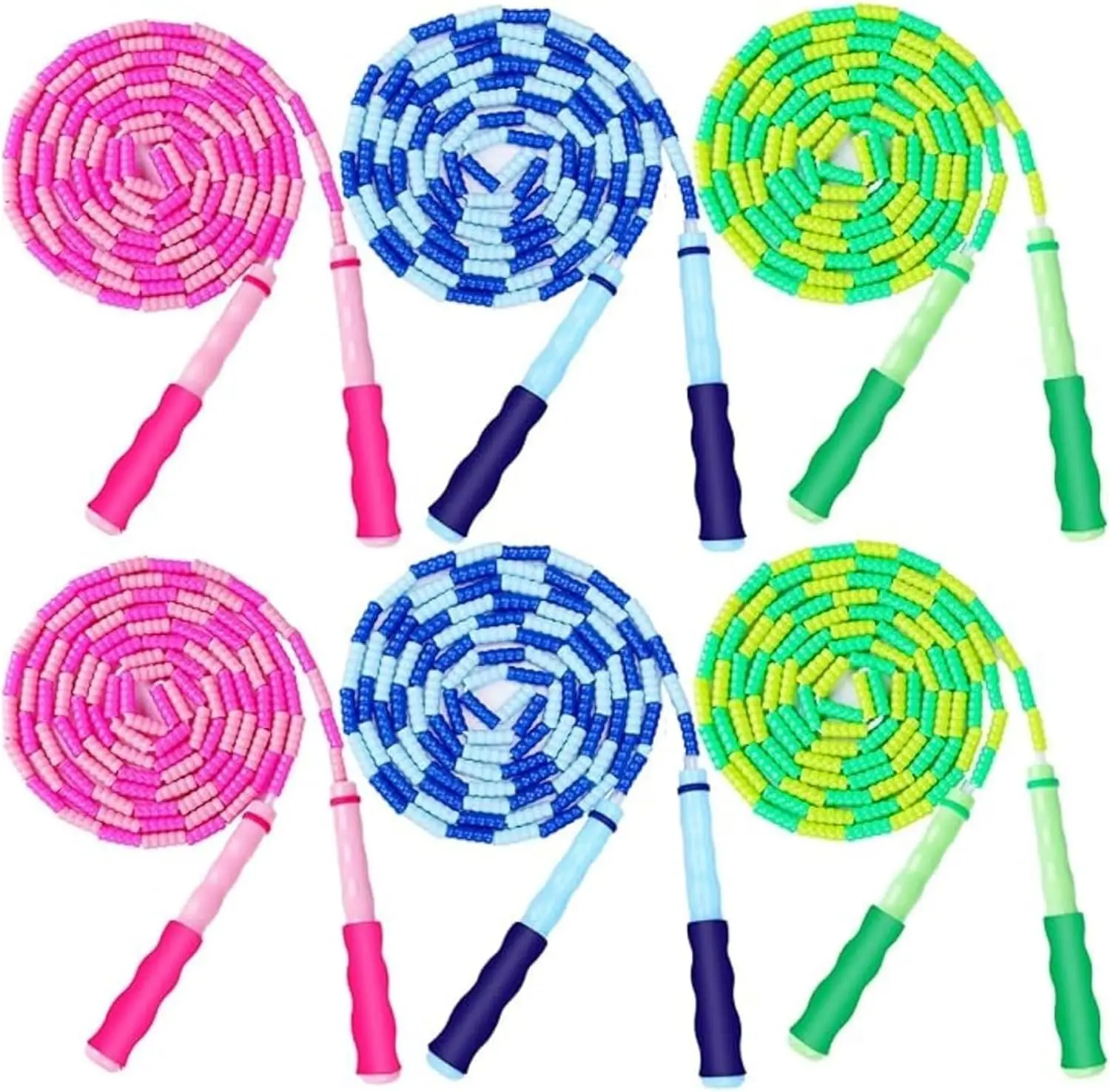 

Soft Beaded Jump Rope for Kids, Adults, Adjustable Length Tangle-Free Skipping Rope for Fitness
