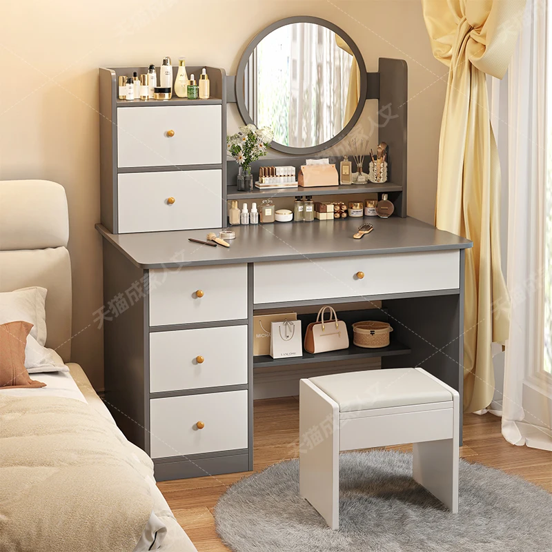 Grey Flowers Dressing Table Luxury Girls Makeup Vanity Dressing Table Organizers Bedroom Tavolo Da Trucco Hotel Home Furniture