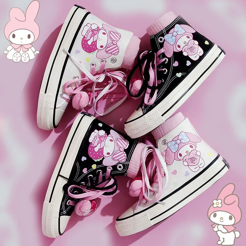 

Kawaii Sanrio My Melody Canvas Shoes New Female Cartoon Cute Animation Sneakers Students All-match Casual High-top Flat Shoes