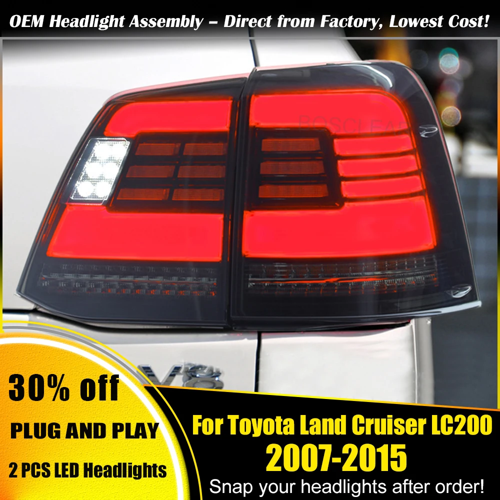 

2pcs Car LED Taillight For Toyota Land Cruiser LC200 2008 2009 2010 2011 2012 2013 2014 2015 Tail Lamp DRL Signal Brake Reverse