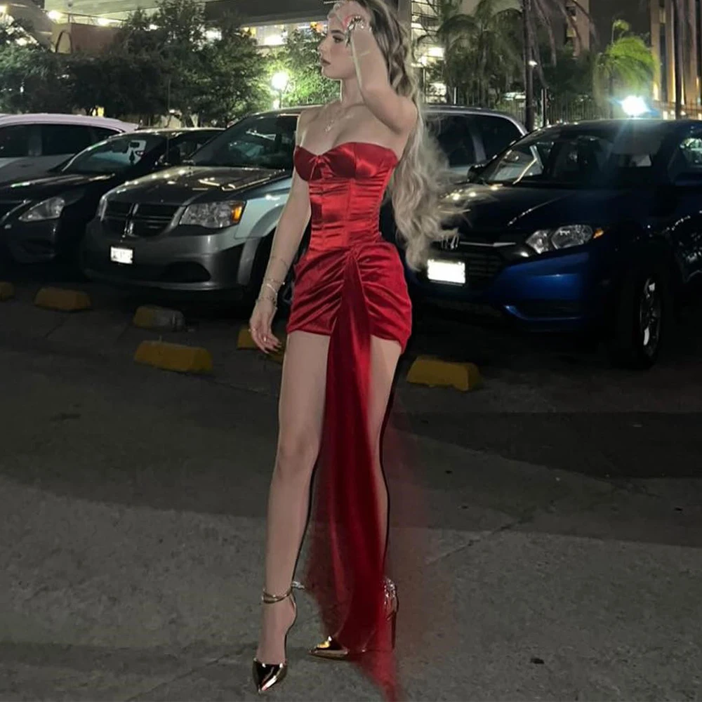 Customized Temperament Backless Solid Color Party Dress Sweetheart Mini Sexy Prom Vintage Grace Women Es Vestidos Banquet