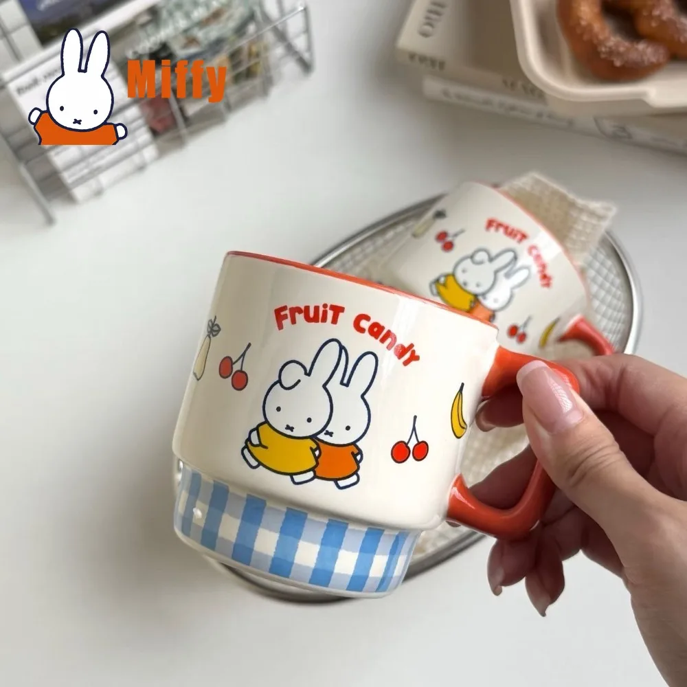 Kawaii Miffy Ceramic Mug Cute Rabbit Coffee Cup Stackable Milk Water Tumbler Breakfast Juice Porcelain Oatmeal Tableware Gift view 2