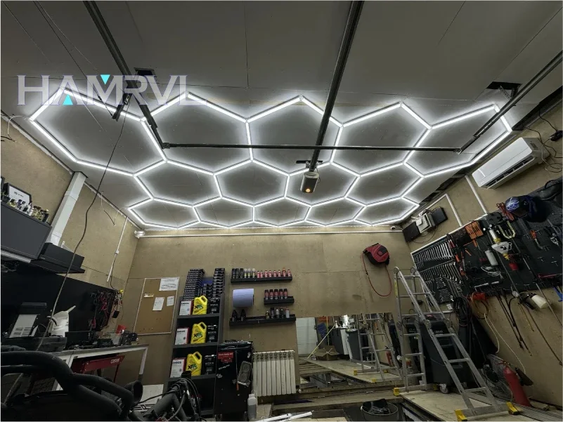 調光六角照明ガレージ理髪店シーリングライトワークショップハニカム