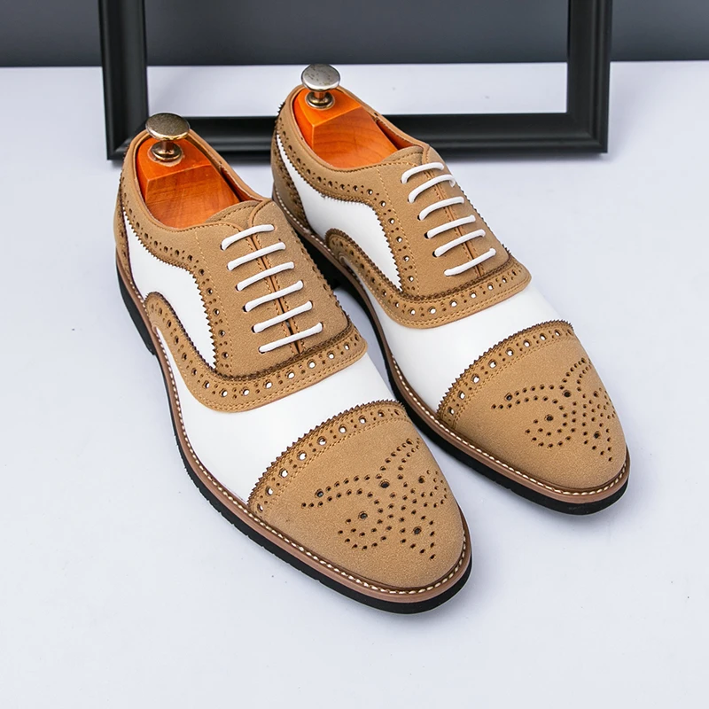 

New Men Business Shoes Classic Gentleman Brogue Carved Fashionable Formal Wedding Shoes All-season Casual Derby Shoes Men