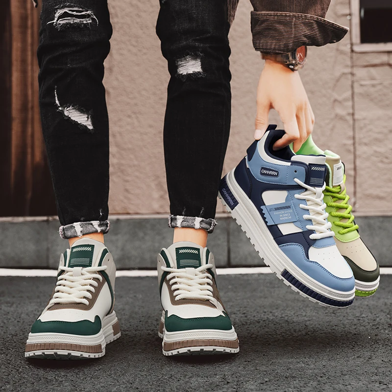 

Новые мужские повседневные высокие повседневные туфли на толстой подошве. Удобная и модная спортивная обувь. Модная и универсальная.