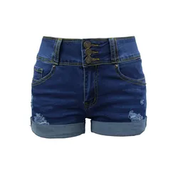 Short en jean déchiré taille haute pour femme, short en jean bouclé, vêtements pour femme, nouveau