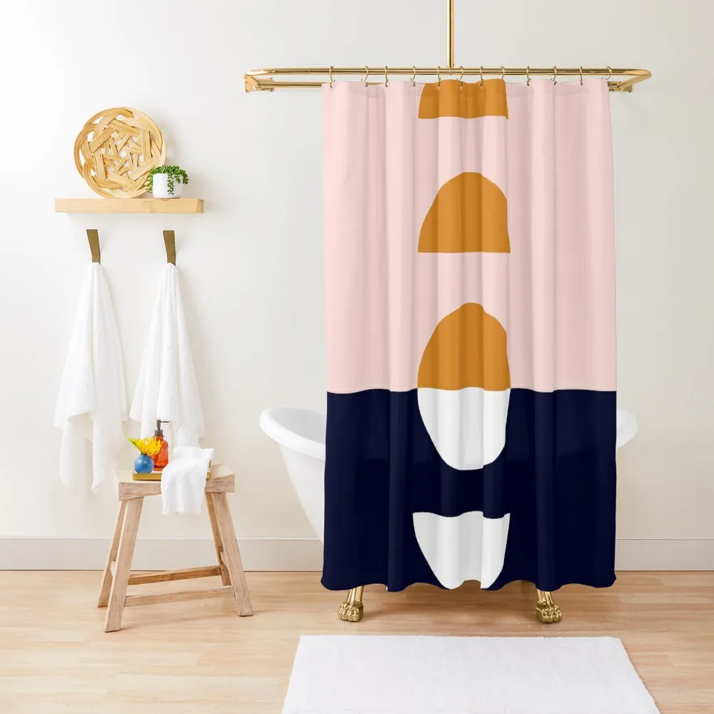 

Abstract Geo 3 blush pink orange dark blue Shower Curtain Bathroom And Shower Products For Bathrooms Bathroom Fabric Curtain