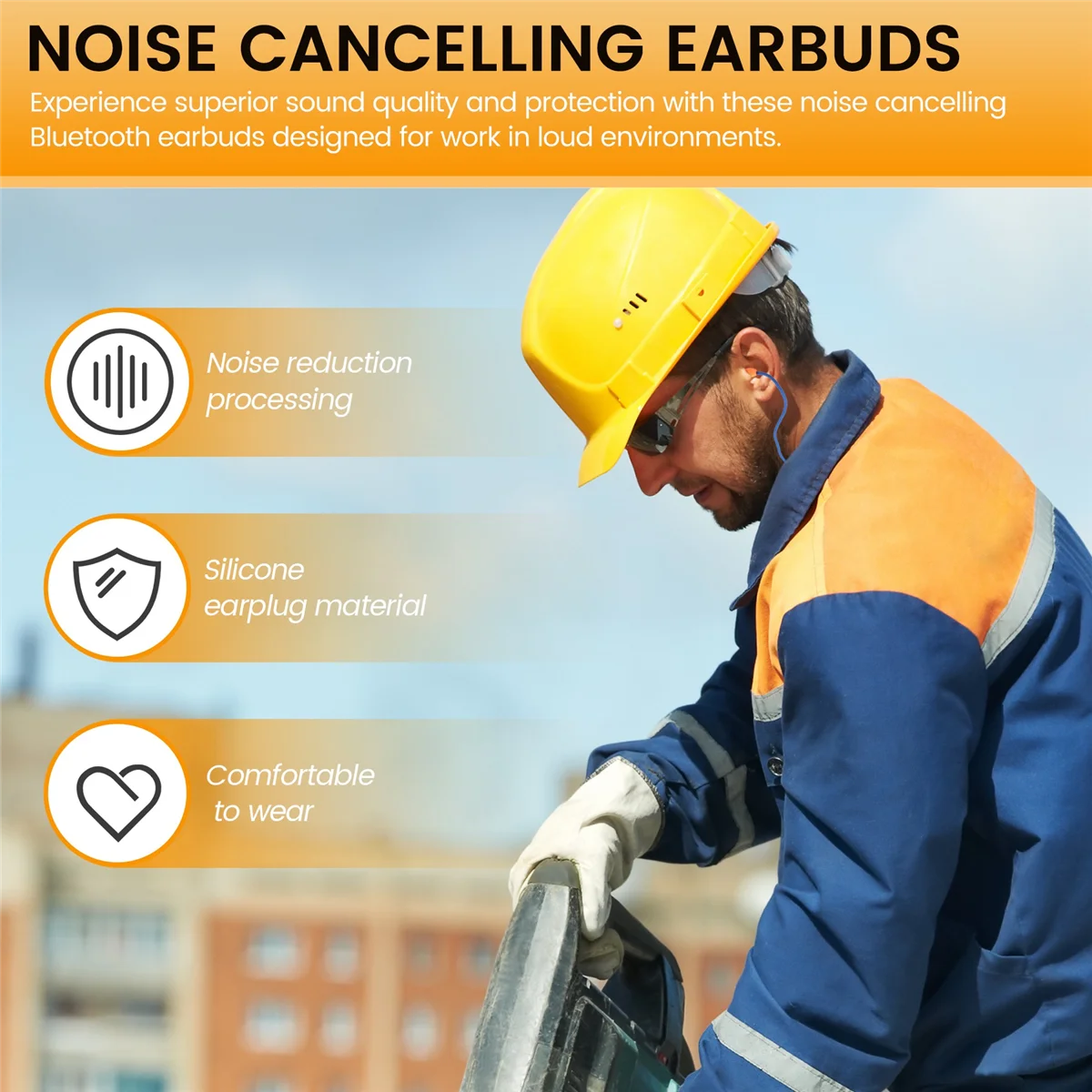 Imagem -04 - Bluetooth Ear Plugs para Trabalho Proteção Auditiva Adequado para Canteiro de Obras e Ambientes Barulhentos