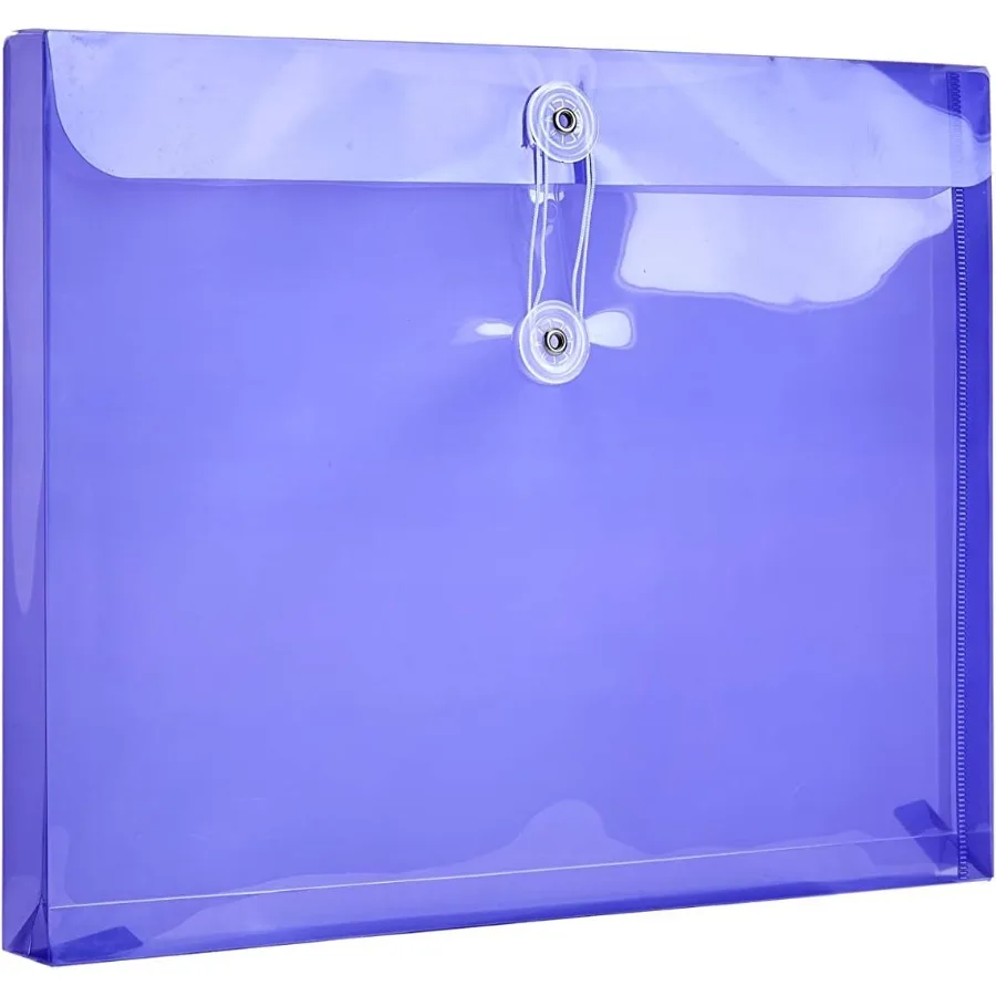 Sobres de plástico tamaño carta con botón y cierre de lazo de cuerda 11 6 "carga lateral de expansión transparente Poly reutilizable archivo Folde Proje
