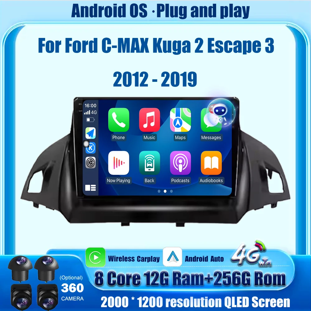

Car Radio Multimedia Player GPS Navigation Tools For Ford C-MAX Kuga 2 Escape 3 2012-2019 Android 16 Auto Carplay BT DSP 4G WIFI