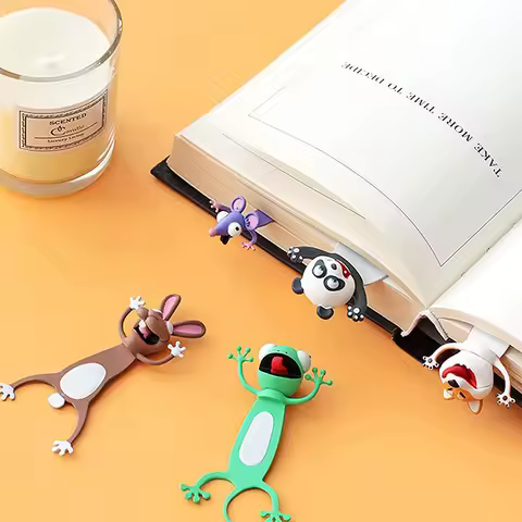 Cute Animal PVC Bookmarks - 3D Funny Reading Markers for School, Perfect Gift for Book Lovers &amp; Students