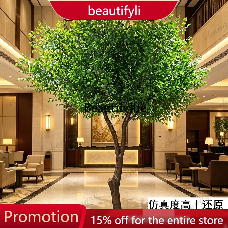01A simulated banyan tree large fake tree indoor hotel shopping mall floor decoration green plant landscape